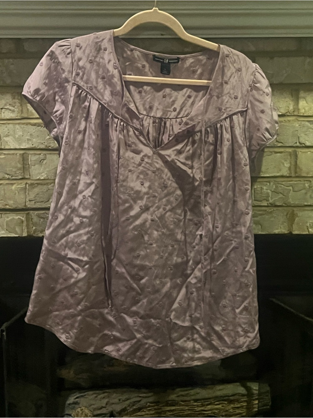 GAP Lilac Embroidered Short-Sleeve Peasant Blouse size large